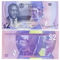 Белиз (Британский Гондурас) 2 доллара  2025 год UNC  (НОВЫЙ ДИЗАЙН БАНКНОТ)