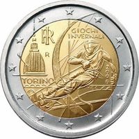 2 евро 2006 Италия ХХ зимние Олимпийские игры Турин UNC из ролла