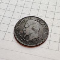 Франция  2 сантима 1854 года А . Напалеон 3.