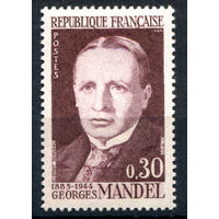 Франция - 1964г. - Жорж Мандель, журналист, политик - 1 марка - полная серия, MH [Mi 1485]. #2-Fr-59-A-1