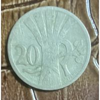 Монета 20 геллеров 1921 год. Чехословакия. С рубля без МЦ.