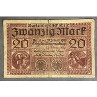 Банкнота 20 марок 1918 год. Германская империя.