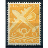 Нидерландские колонии - Кюрасао - 1947г. - авиация, авиапочта, 25 с - 1 марка - гашёная, есть небольшой разрыв слева [Mi 258]. #3-WB-77-A-1