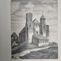 Древний костел в Новгородке.      Энциклопедическая гравюра конец 19в. 21х27см.