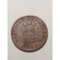 1 сантим Латвия 1992 год.