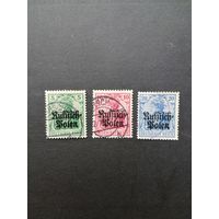 Польша 1915 Неполная серия марок "DEUTSCHEN REICHES" периода немецкой оккупации Польши с надпечаткой "Deutschen post in Polen" (гашение, есть наклейки) Mi.2-4 каталог 1.60 евро