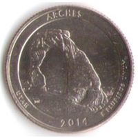 25 центов 2014 г. Парк=23 Национальный парк Арки Юта Двор P _UNC