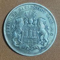 Монета 3 марки 1909 год Гамбург. Германская империя. Серебро