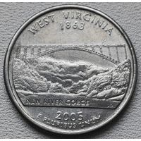 США 25 центов (квотер) 2005 P West Virginia