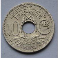 Франция, 10 сантимов 1938 г.