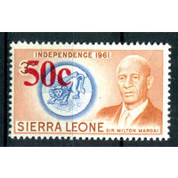 Сьерра-Леоне - 1965г. - сэр Милтон Маргаи, первый премьер-министр, надпечатка 50 с - 1 марка - MNH [Mi 312]. #3-WB-90-A-1