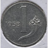Италия 1 лира 1958 г. В холдере