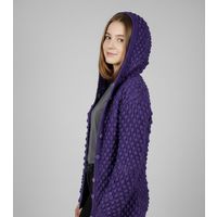 Кардиган с отстегивающимся капюшоном, ручная объемная вязка, новый, размер S-M