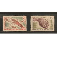 Конго -1964(Мих.57-58),  ** ,   Морская  Фауна ,  Рыбы (полная серия)