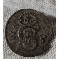 Денарий 1623 года, Сигизмунд III, м.д. Лобженица, Речь Посполитая, R4, ХОРОШИЙ, НЕЧАСТЫЙ!