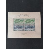 Польша 1938 Блок Mi.5А с 4 марками "V Обще Польская филателистическая выставка в Варшаве" (чистый**) Mi.327А-328А каталог 150.00 евро