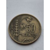 50 центов 1925 года. Литва - Первая Республика (1925 - 1938). Монета не чищена. П45667.