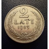 2 лата 1925г. Латвия. СЕРЕБРО