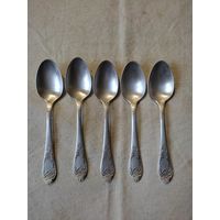 Ложки десертные СССР, мельхиор, 5 шт. См. описание.