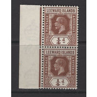 1921 Подветренные острова ** Георг V, сцепка 2 марки (SG 58) с левым полем, Водяной знак Mult Script CA