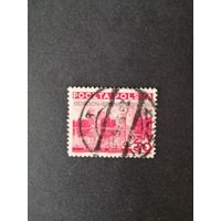 Польша 1936 Марка из серии "Надпечатка на марках приуроченная к соревнованию аэростатов на дальность полета на кубок Гордона Беннетта" (без клея и без наклейки) Mi.314 каталог 9.00 евро