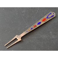 Вилочка для лимона серебро пр. 875 эмаль СССР