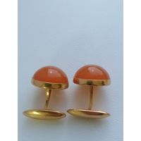 Запонки СССР, янтарь, позолота