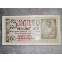 20 Рейхсмарок 1940-1945. Немецкие оккупационные территории