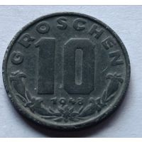 Австрия. 10 грошей 1948 года.