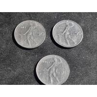 Италия 3 шт 50 лир 1964, 1973, 1980