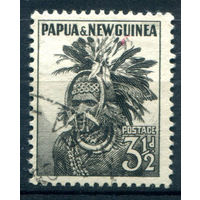 Британские колонии - Папуа Новая Гвинея - 1952/60г. - ландшафты, виды, местные мотивы, 3 1/2 P - 1 марка - гашёная [Mi 7]. #3-WB-90-A-1