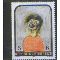 Полная серия из 1 марки 1994г. Австрия "Современное искусство. Франц Рингель "Голова" MNH