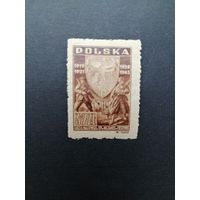 Польша 1946 Марка "25 годовщина трем Силезским восстаниям периода 1919-1921 годов" (чистая** сзади карандашная пометка) Mi.437 каталог 1.50 евро