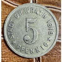 Монета 5 пфеннигов 1919 год. Графрат. Веймарская республика.