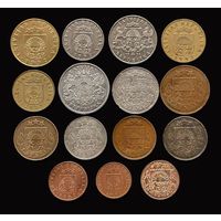 15 МОНЕТ ЛАТВИИ БЕЗ ПОВТОРОВ 1-я и 2-я РЕСПУБЛИКИ (1922 - 2007 г.г.) С СЕРЕБРОМ (1 лат 1924 г.)