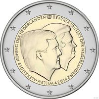 2 евро 2011 Нидерланды Виллем-Александр и Беатрикс UNC из ролла