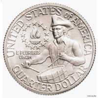 США 25 центов 1976 года, S, UNC. 1/4 доллара. Квотер. 'Барабанщик' 200 лет независимости США. Джон Дэвид Вашингтон. Серебро! В холдере! Сторгуй за свою цену, предложи обмен!