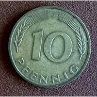 Монета 10 пфеннигов 1994 год. ФРГ. Монетный двор Гамбург. С рубля без МЦ.