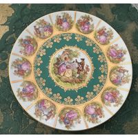 Тарелка Свидание по картинам Фрагонар цвет Зеленый  JWK Германия винтаж