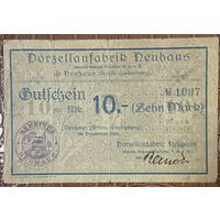 Банкнота 10 марок 1918 год.  Зоннеберг. Веймарская республика