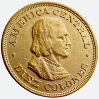 Коста-Рика, 10 колон 1899 г., АU, костариканский колон, гурт рубчатый, золото 900/ 7,78 г, KM #140, тираж 50 000 шт.! Доставка только при личной встрече, связь по телефону или мессенджеру.