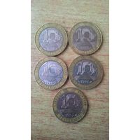 Франция, сборный лот 10 франков 1988, 1989, 1990, 1991, 1992 годов.