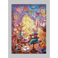 Открытка почтовая. Зайчик. Праздник. Весна. Пасха. Интерьер. Худож. А.Столбова (чистая)