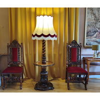 РЕДКИЙ РОСКОШНЫЙ Антикварный Торшер с Полкой , Италия, Середина ХХ века.