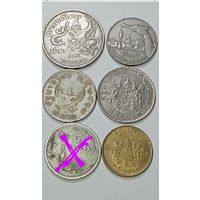Тайланд 5 бат 1979 и 1987 года , 1 бат 1962 , 1974  года и 50 сатанг 1957 года .
