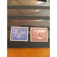 1947 Союзная оккупация Германии общий выпуск мих941IA-942IA оценка 80 евро чистая MNH** зубц Лин. 13 искусство ярмарка в Лейпциге (5-2)