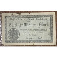 Банкнота 2 миллиона марок 1923 год. Монтабаур. Веймарская республика
