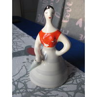 Фарфоровая статуэтка девушка с зонтом городнцица без реставрации.