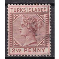 75.BrK. Великобритания. Колонии. Теркс и Кайкос. Виктория. Стандарт. 2 1/2 P. 1882 г. Mi.#25I.
