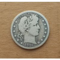США, четверть доллара (квотер) 1916 г., серебро 0.900, D